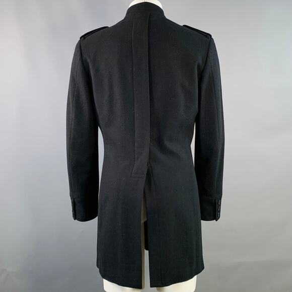 YOHJI YAMAMOTO Size M Black Wool Nehru Collar Tails Overcoat - Picture 4 of 8